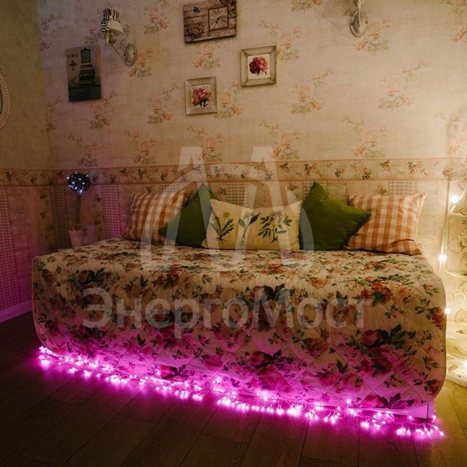 Гирлянда &amp;quot;Мишура LED&amp;quot; 3м 288LED роз. прозр. провод 18Вт 220В IP20 NEON-NIGHT 303-607