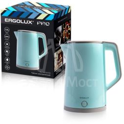 Чайник электрический ELX-KS12-C13 PRO нерж. сталь/пластик 1.8л 220-240В 2200Вт голуб. Ergolux 15330