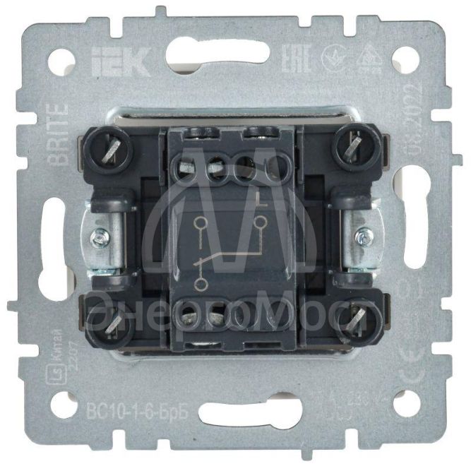 Выключатель проходной 1-кл. СП BRITE ВС10-1-6-БрБ 10А бел. IEK BR-V12-0-10-K01