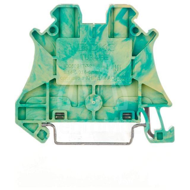 Клемма заземления винтовой зажим 2 точки подключения 4кв.мм DKC TUR-4-PE