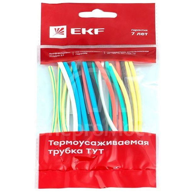 Набор трубок термоусадочных ТУТ нг тонкостен. 2/1 (7 цветов по 3шт 100мм) EKF tut-n-2