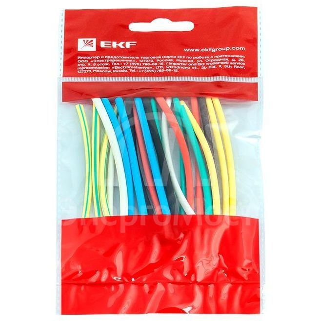 Набор трубок термоусадочных ТУТ нг тонкостен. 2/1 (7 цветов по 3шт 100мм) EKF tut-n-2