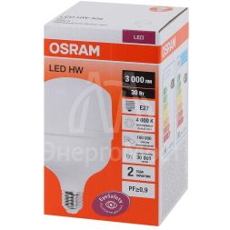Лампа светодиодная LED HW T 30Вт (замена 300Вт) матовая 4000К нейтр. бел. E27 3000лм угол пучка 200град. 140-265В PF&amp;amp;gt;/=09 OSRAM 4058075576773