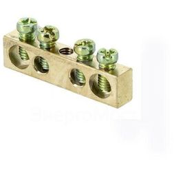 Шина PEN &amp;quot;ноль-земля&amp;quot; 6х9 4 отвер. латунь крепеж по центру PROxima EKF sn0-63-04