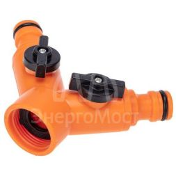 Разветвитель 2-х канальный на кран 3/4-1/2дюйма ЧЕТЫРЕ СЕЗОНА 62-0223