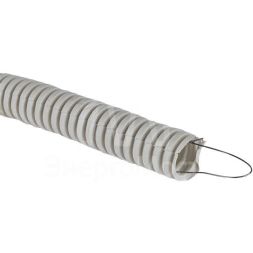 Труба гофрированная ПВХ d20мм с протяжкой сер. (уп.100м) Plast PROxima EKF tg-z-20