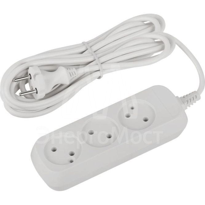 Удлинитель электрический UDL-10-350 Greenline 3 розетки без заземления 5м ПВС 2х0.75кв.мм Эра Б0065073