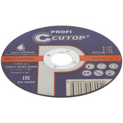 Диск отрезной по металлу и нерж. стали профессиональный Profi Т41-125х1.0х22.2мм Cutop 39983т