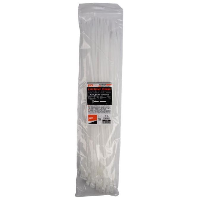 Хомут кабельный PCT 4.8х400-100WH 4.8х400 PA6.6 бел.(уп.100шт) JazzWay 5054097