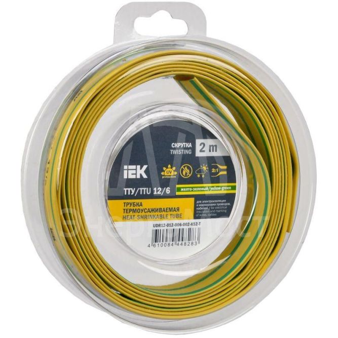 Трубка термоусадочная ТТУ нг-LS 12/6 желт. (уп.2м) IEK UDR12-012-006-002-K05-T