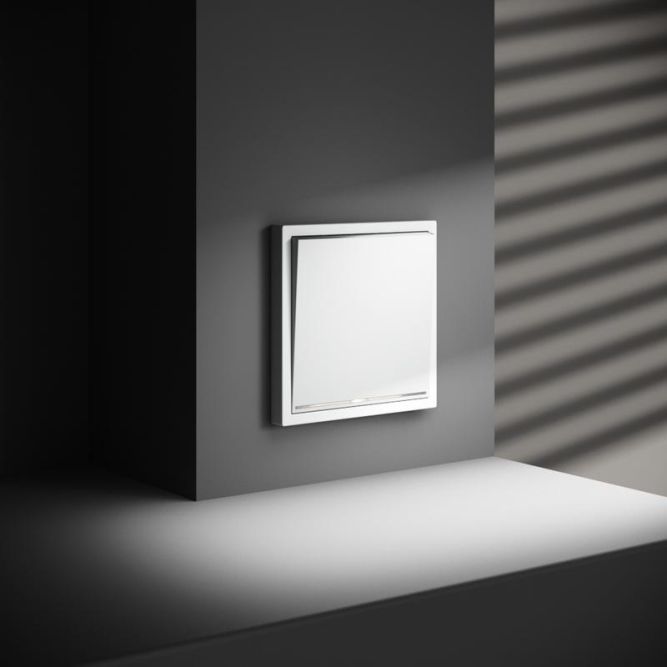 Переключатель проходной 1-кл. СП S70 10А с подсветкой механизм бел. матов. Voltum VLS010402