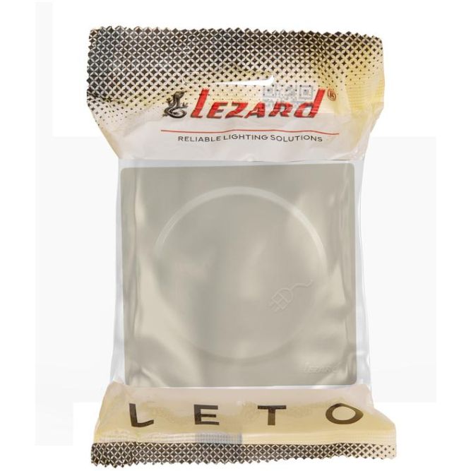Розетка 1-м ОП LETO с заземл. с крышкой LETO ПБТ крем LEZARD 752-0300-123B
