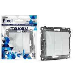 Выключатель 3-кл. СП Pixel 10А IP20 механизм перламутр. TOKOV ELECTRIC TKE-PX-V3-C04