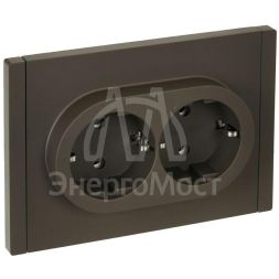 Розетка 2-м СП FORTE&amp;amp;PIANO FP324 16А с заземл. без защ. шторок безвинт. крепл. сер. IEK FP-R21-16-1-K03