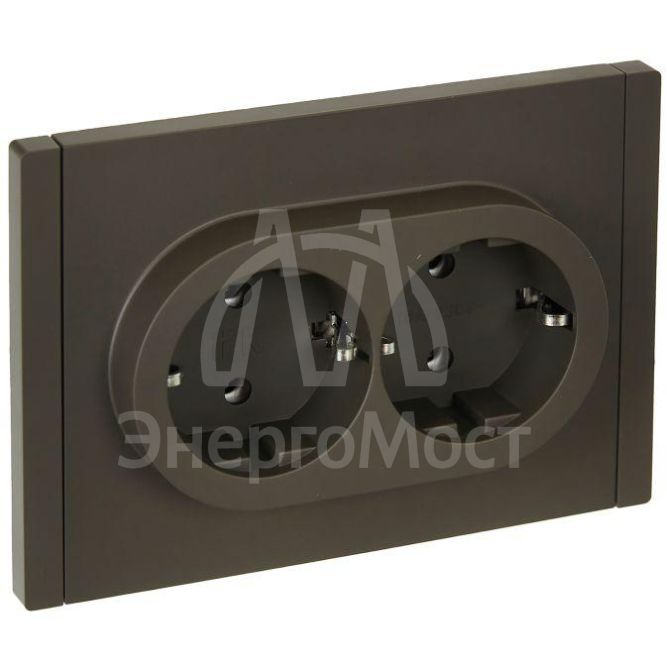 Розетка 2-м СП FORTE&amp;amp;PIANO FP324 16А с заземл. без защ. шторок безвинт. крепл. сер. IEK FP-R21-16-1-K03