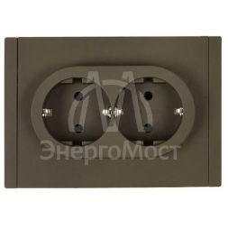 Розетка 2-м СП FORTE&amp;amp;PIANO FP324 16А с заземл. без защ. шторок безвинт. крепл. сер. IEK FP-R21-16-1-K03