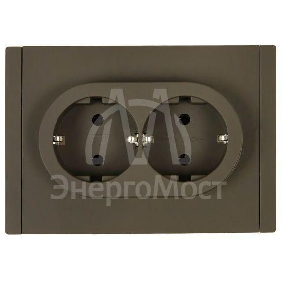 Розетка 2-м СП FORTE&amp;amp;PIANO FP324 16А с заземл. без защ. шторок безвинт. крепл. сер. IEK FP-R21-16-1-K03