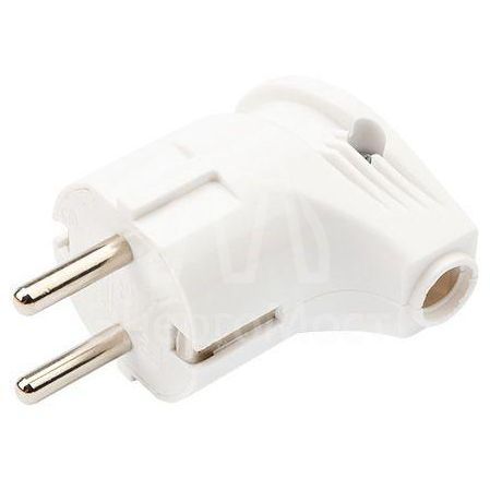 Вилка Евро угловая 16А с заземл. бел. Rexant 16-0728