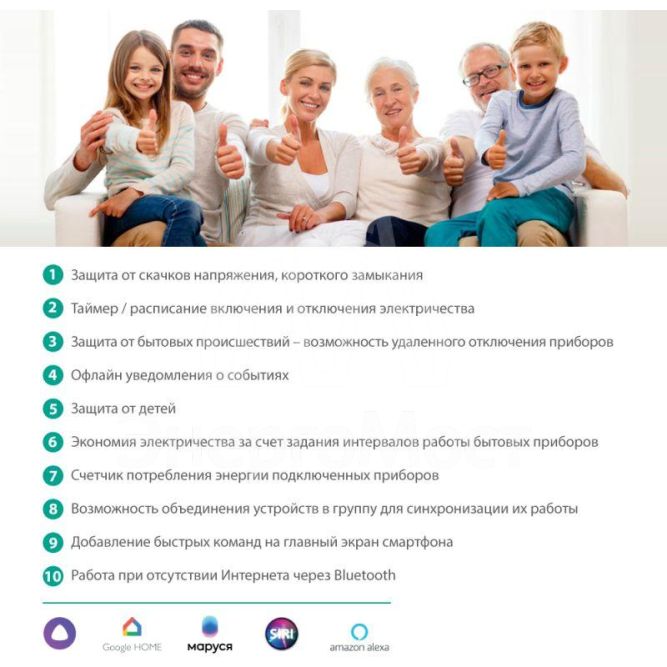 Фильтр сетевой умный Smart Home SZD/SH/4х1.5/WIFI 4гн.1.5м 16А 4000В USB+Type-С WiFi+Счетчик Camelion 14800