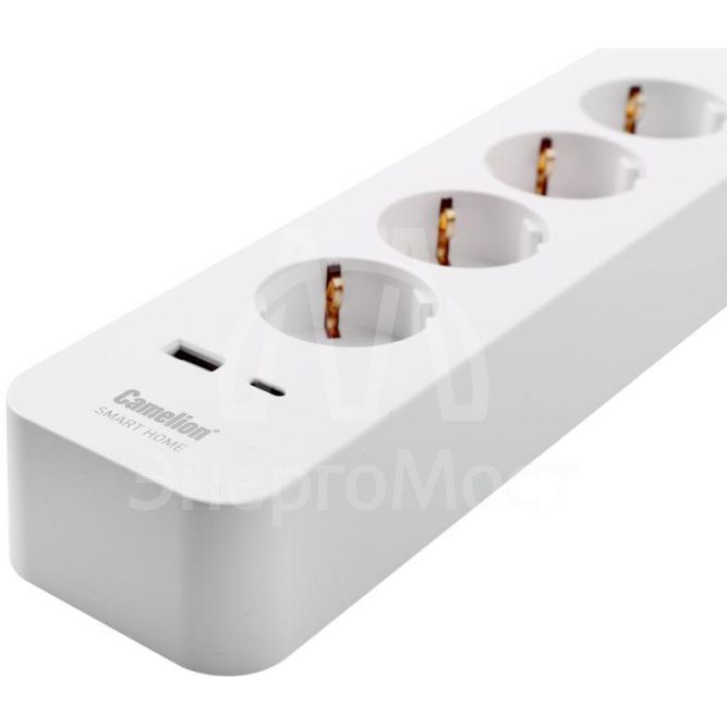 Фильтр сетевой умный Smart Home SZD/SH/4х1.5/WIFI 4гн.1.5м 16А 4000В USB+Type-С WiFi+Счетчик Camelion 14800