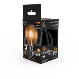 Лампа светодиодная филаментная Black Filament 6Вт G95 шар 2700К тепл. бел. E27 630лм GAUSS 105802106