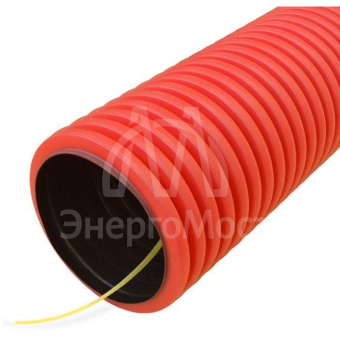 Труба гофрированная двустенная ПНД гибкая d50мм с протяжкой SN26 450 красн. (уп.50м) Промрукав PR15.0113