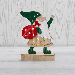 Фигура деревянная &amp;quot;Дед Мороз&amp;quot; 18см с подсветкой Neon-Night 504-016