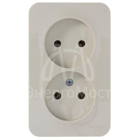 Розетка 2-м ОП BLANCA 16А 250В без шторок без заземл. изол. пласт. беж. SchE BLNRA000217