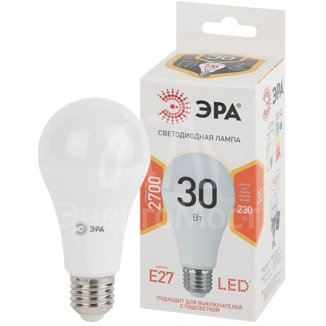Лампа светодиодная LED A65-30W-827-E27 A65 30Вт груша E27 тепл. бел. ЭРА Б0048015