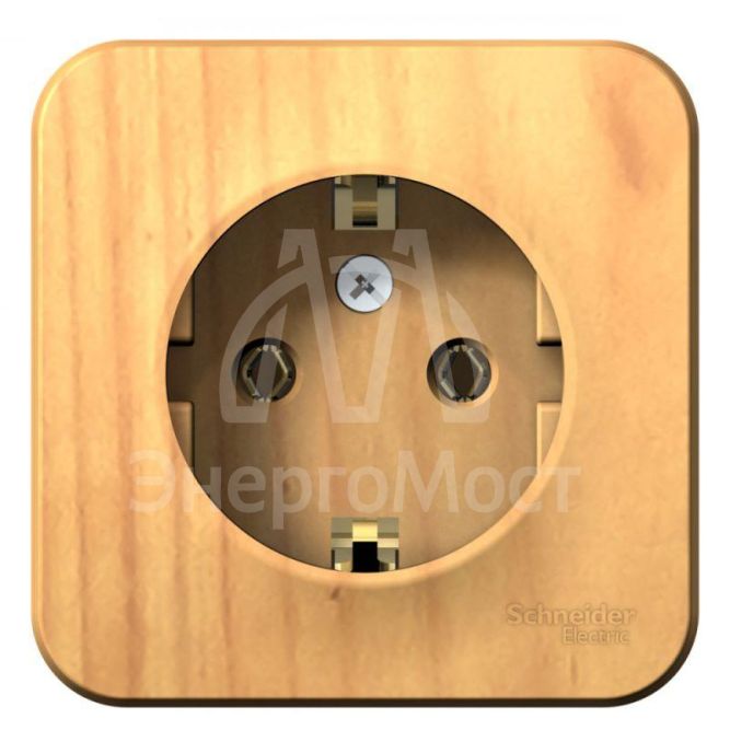 Розетка 1-м ОП BLANCA 16А 250В без шторок с заземл. изол. пласт. ясень SchE BLNRA010115