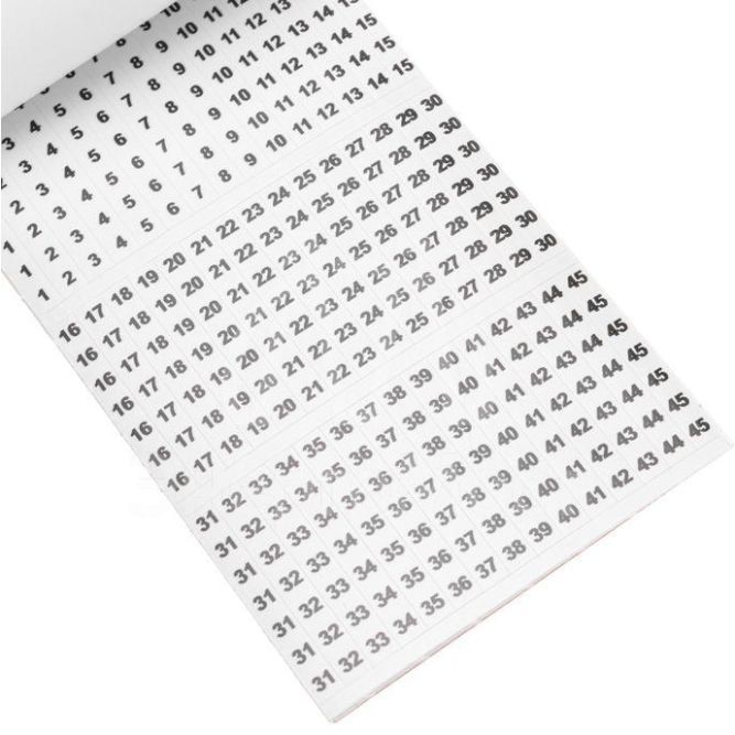 Маркер самоклеящийся от 1 до 45 (10 страниц) Rexant 07-6203