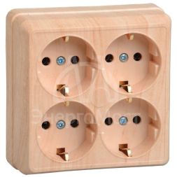 Розетка 4-м ОП Октава 16А РС24-3-ОС с заземл. сосна IEK ERO41-K03-16-DC
