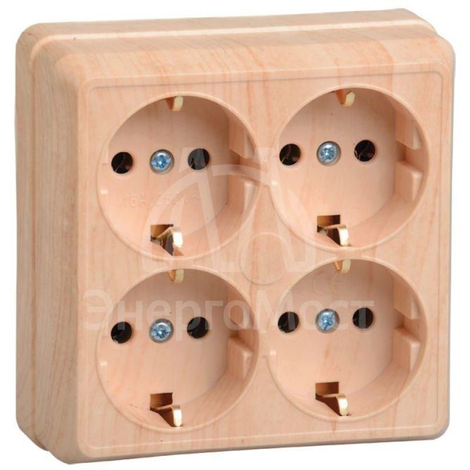 Розетка 4-м ОП Октава 16А РС24-3-ОС с заземл. сосна IEK ERO41-K03-16-DC