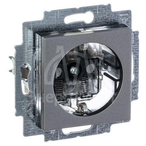 Розетка 1-м СП Levit 16А IP40 с заземл. защ. шторки сталь/дым. черн. ABB 2CHH203457A6069