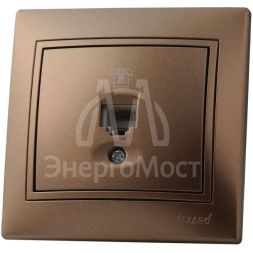 Розетка телефонная 1-м СП Мира RJ11 свет. корич. перламутр LEZARD 701-3131-137