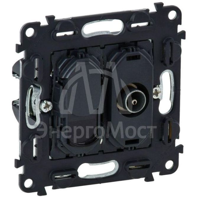 Механизм розетки TV с топологией &amp;quot;звезда&amp;quot; Valena In&amp;#039;matic 2 выхода RJ45 CAT.6 UTP Leg 753055