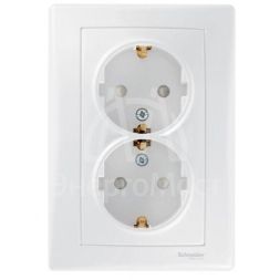Розетка 2-м СП Sedna защ. шторки с заземл. бел. SchE SDN3000721