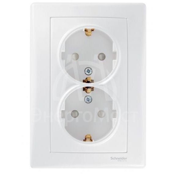 Розетка 2-м СП Sedna защ. шторки с заземл. бел. SchE SDN3000721
