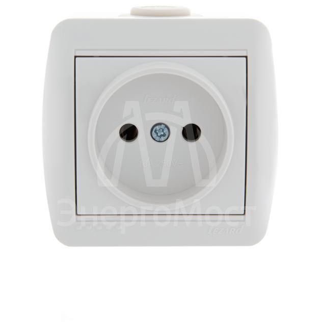 Розетка 1-м ОП Ната 16А IP20 без заземл. керам. бел. LEZARD 710-0200-121