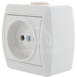 Розетка 1-м ОП Ната 16А IP20 без заземл. керам. бел. LEZARD 710-0200-121
