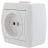 Розетка 1-м ОП Ната 16А IP20 без заземл. керам. бел. LEZARD 710-0200-121