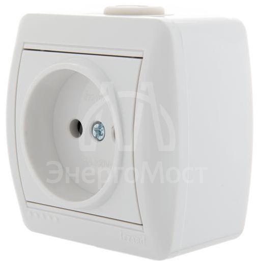 Розетка 1-м ОП Ната 16А IP20 без заземл. керам. бел. LEZARD 710-0200-121