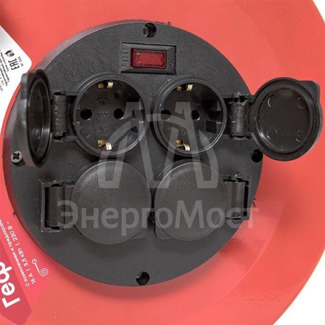 Удлинитель на катушке 4х50м с заземл. 16А IP44 Гефест 2.0 КГ 3х2.5 3.5кВт предохр. PROxima EKF UKG02-16-R325-4-50-IP44