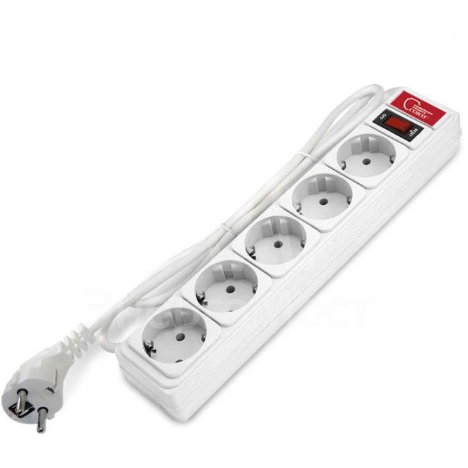 Удлинитель с сетевым фильтром 5х1.5м 10А ПВС 3х0.75 бел. Союз 1324