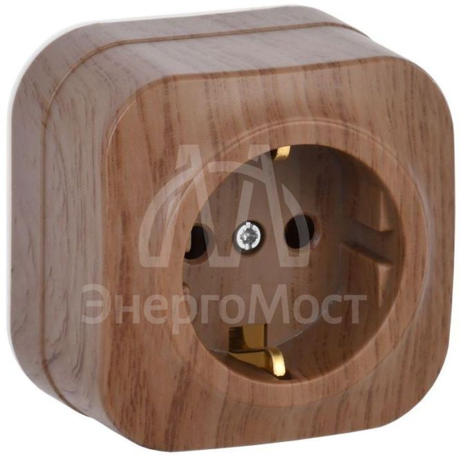 Розетка 1-м ОП GLORY РС20-3-ХД 16А с заземл. дуб IEK ERH11-K24-16