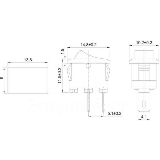 Выключатель клавишный 250В 3А (2с) ON-OFF Micro RWB-101 красн. Rexant 36-2011