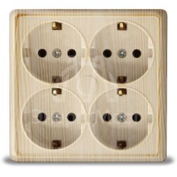 Розетка 4-м ОП Олимп с заземл. квадрат сосна UNIVersal 1177