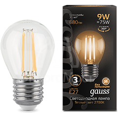 Лампа светодиодная Black Filament Шар E27 9Вт 2700К Gauss 105802109