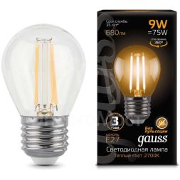 Лампа светодиодная Black Filament Шар E27 9Вт 2700К Gauss 105802109