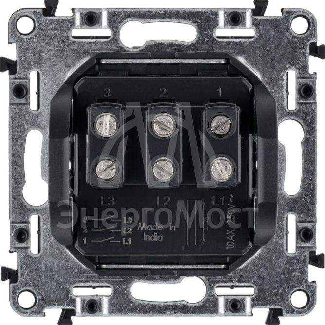 Механизм выключателя 3-кл. СП Valena Life 10А IP20 250В 10AX с лиц. панелью винт. зажимы бел. Leg 752403